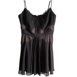 BCBG Max Azria Black Lace-Panel Mini Dress Early 2000s CORE Excellent Condition